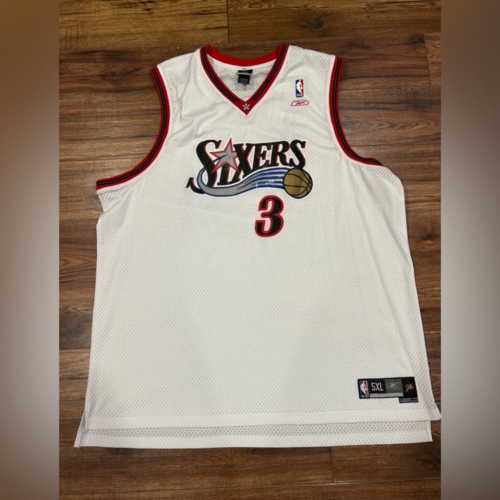 Vintage Philadelphia 76ers Allen Iverson Jersey By Reebok Rare 90s NBA 5XL